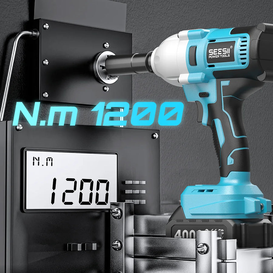 1/2-Inch Cordless Brushless Impact Wrench, 1200 N·m, Battery Options