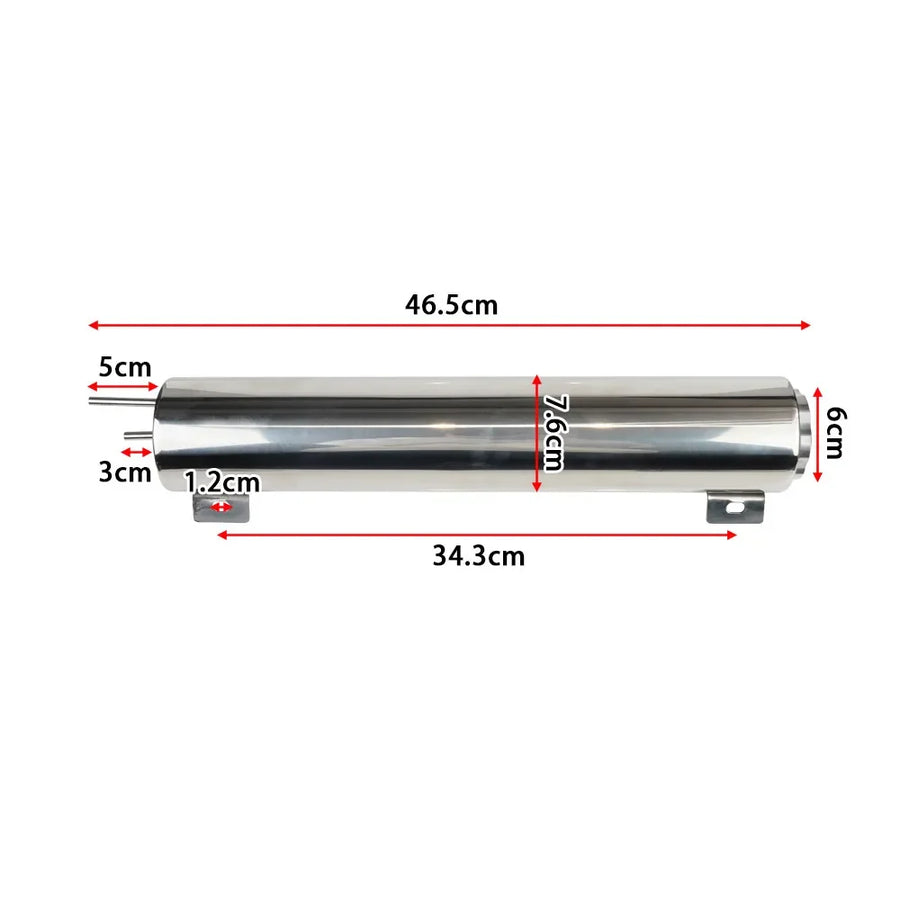 Universal Radiator Coolant Overflow Tank Polished Stainless Steel 2"x13" 3"x10" Puke Tank Can