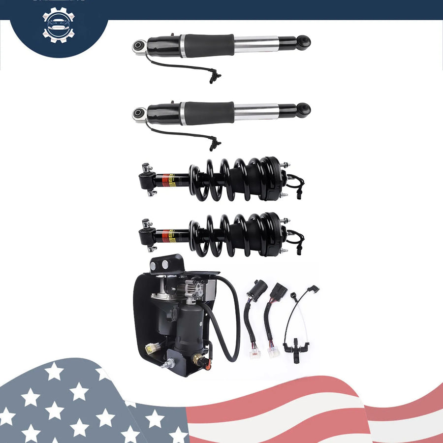 Front Strut, Rear Shock & Air Compressor Kit for Escalade, Tahoe & Yukon 2015-2020