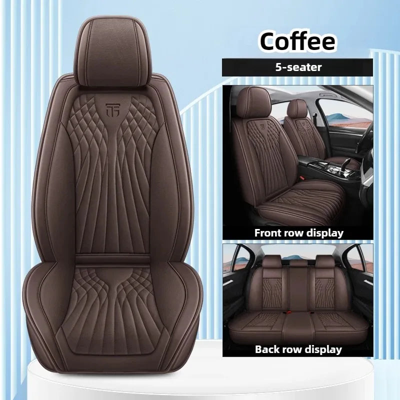 Luxury 3D Stitched Nappa Leather Car Seat Covers 5 Seats Laser Perforated Breathable Easy Fit