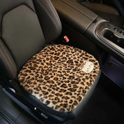 Fun Leopard Print Cartoon Cat Plush Car Seat Covers Set Soft Breathable Rabbit Fur Material