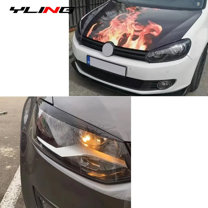 Gloss Black Headlight Eyebrow Trim Set for 2010–2017 Volkswagen Polo