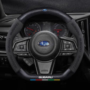 Suede Carbon-Fiber-Style Steering Wheel Cover for Subaru – 38 cm
