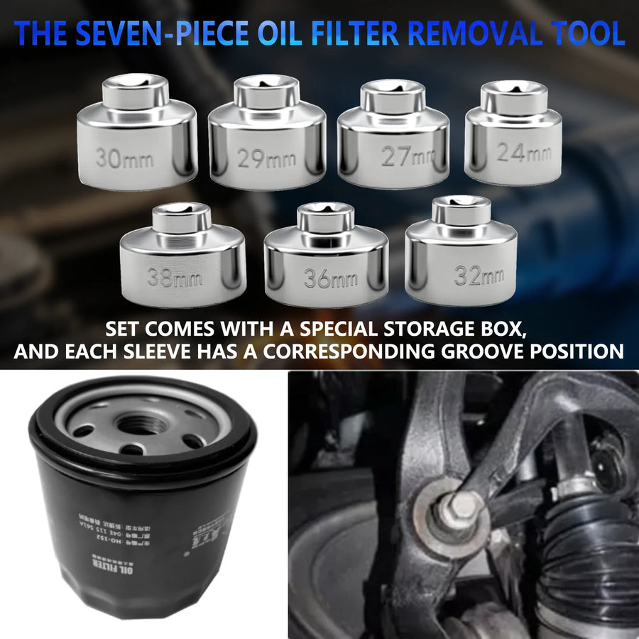 7-Piece Oil Filter Socket Set, 24-38mm, for Mercedes-Benz, BMW, VW and Audi