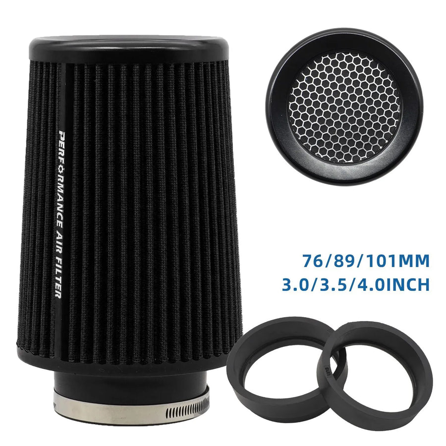 Universal High-Flow Cone Air Filter Kit, 3/3.5/4-Inch