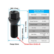M14X1.25 Wheel Bolts for BMW 325i 3 Series & 5 Series
