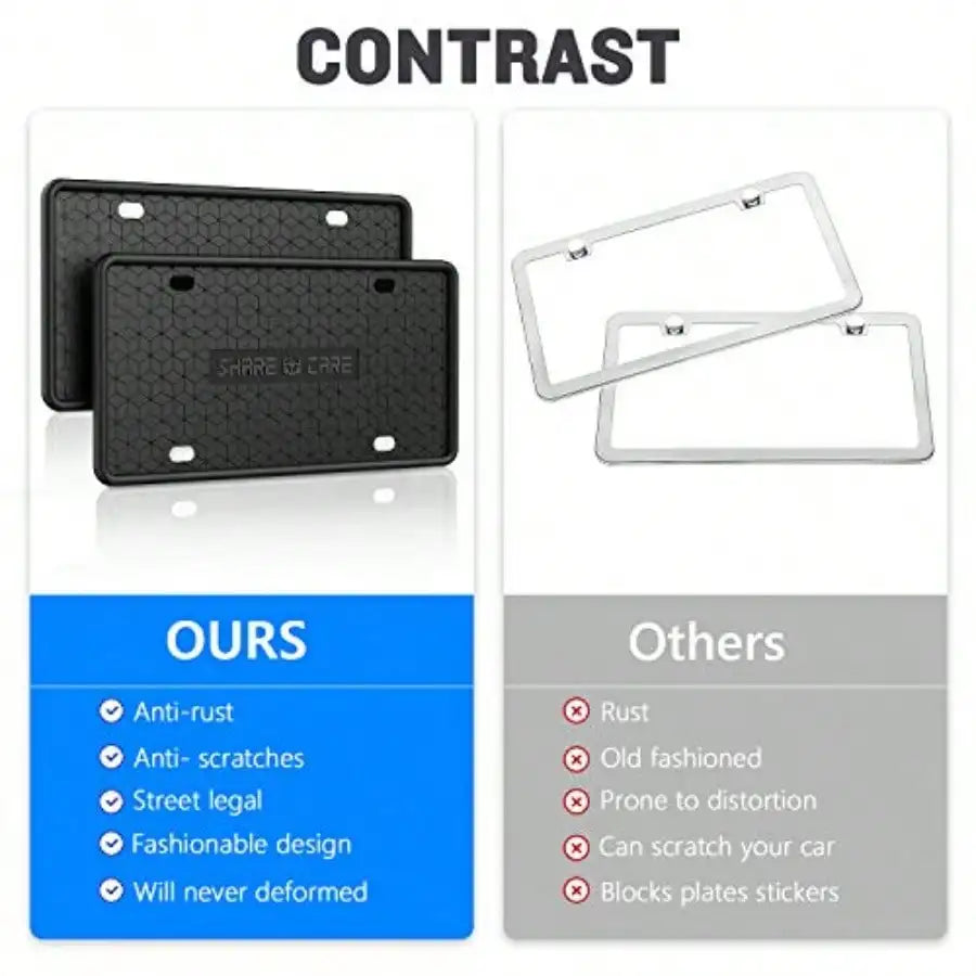 2-Piece License Plate Frame Set with 2 Car Cup Holder Coasters