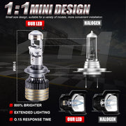 2-Piece LED Projector Headlight Bulb for H4/H7/H11/9005/9006 – 6000K, CANBUS