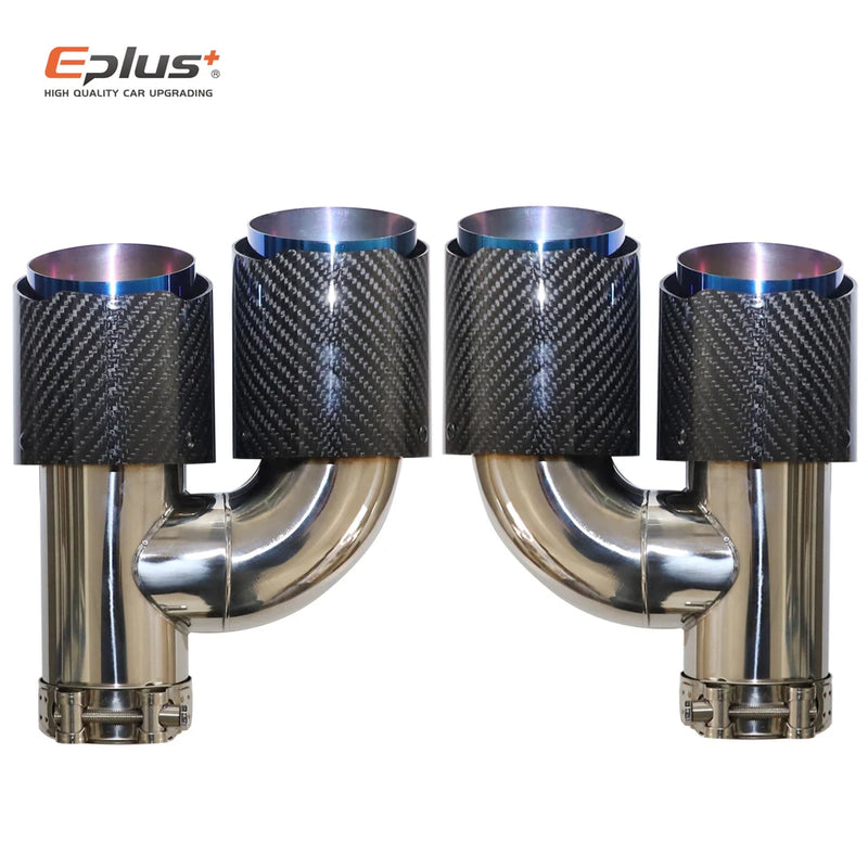 Universal H-Shaped Dual-Outlet Carbon-Fiber & Stainless Steel Exhaust Tip