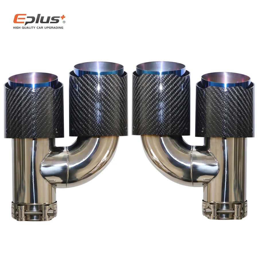 Universal H-Shaped Dual-Outlet Carbon-Fiber & Stainless Steel Exhaust Tip