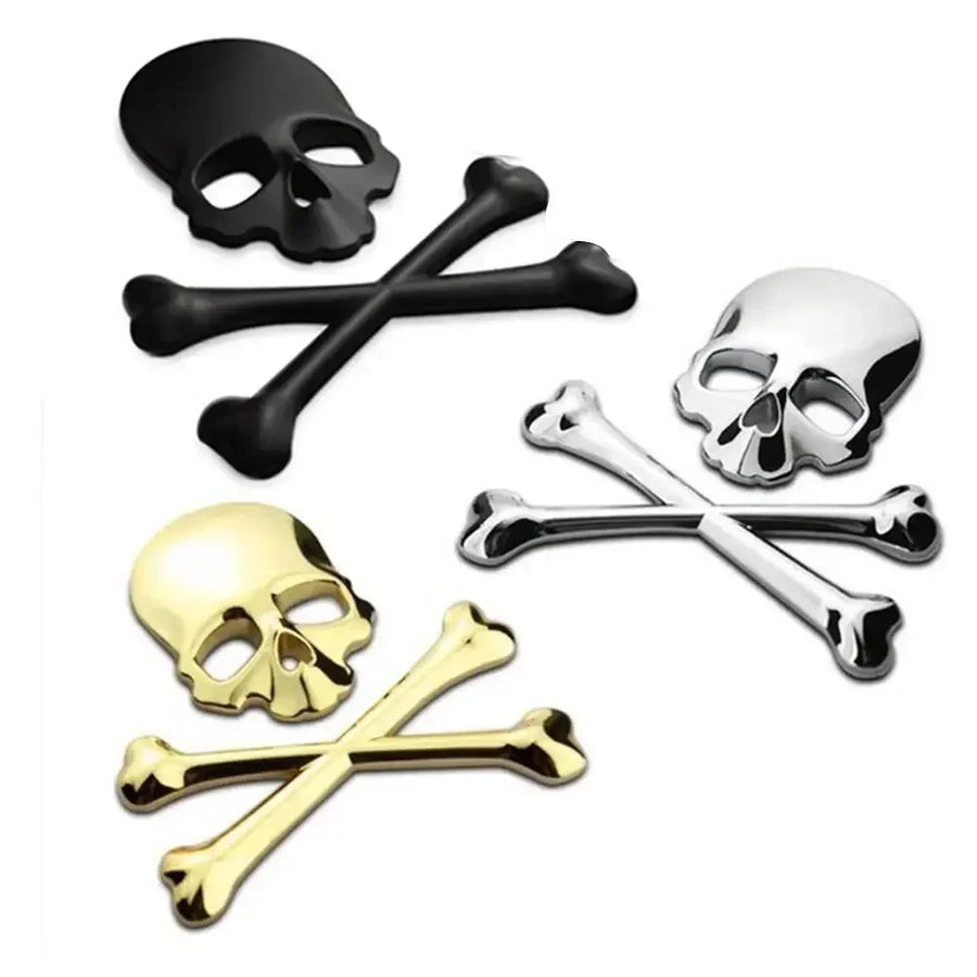3D Metal Skull Skeleton Crossbones Car Motorcycle Sticker Truck Label Emblem Badge Decal Logo Car Styling