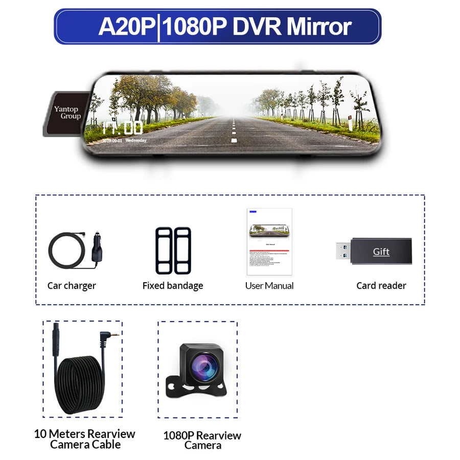 1080P Dual Mirror Dash Cam