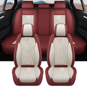 Luxury 3D Stitched Nappa Leather Car Seat Covers 5 Seats Laser Perforated Breathable Easy Fit