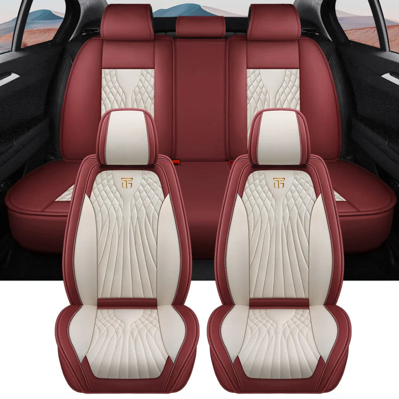 Luxury 3D Stitched Nappa Leather Car Seat Covers 5 Seats Laser Perforated Breathable Easy Fit