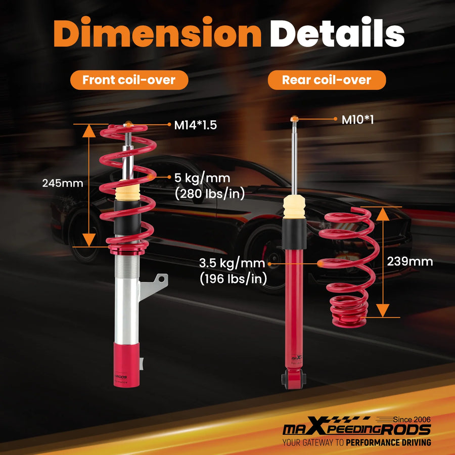 Suspension Coil Spring Kit for VW Golf Mk5 Mk6 1K Jetta Mk5 1k5 Passat B6 CC Beetle Coilovers for Audi TT 8j (fwd) 2006-2014