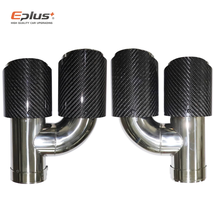 Universal H-Shaped Dual-Outlet Carbon-Fiber & Stainless Steel Exhaust Tip