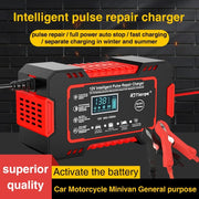 12V 6A Touchscreen Battery Charger with LCD and Pulse Repair Mode