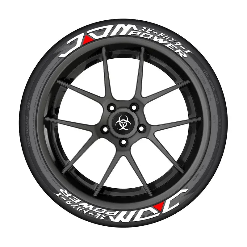 8 Pieces for Four Tires Japanese Tire Letters Stickers Pvc 3D Thickened and Auto Waterproof Tire Decor Stickers