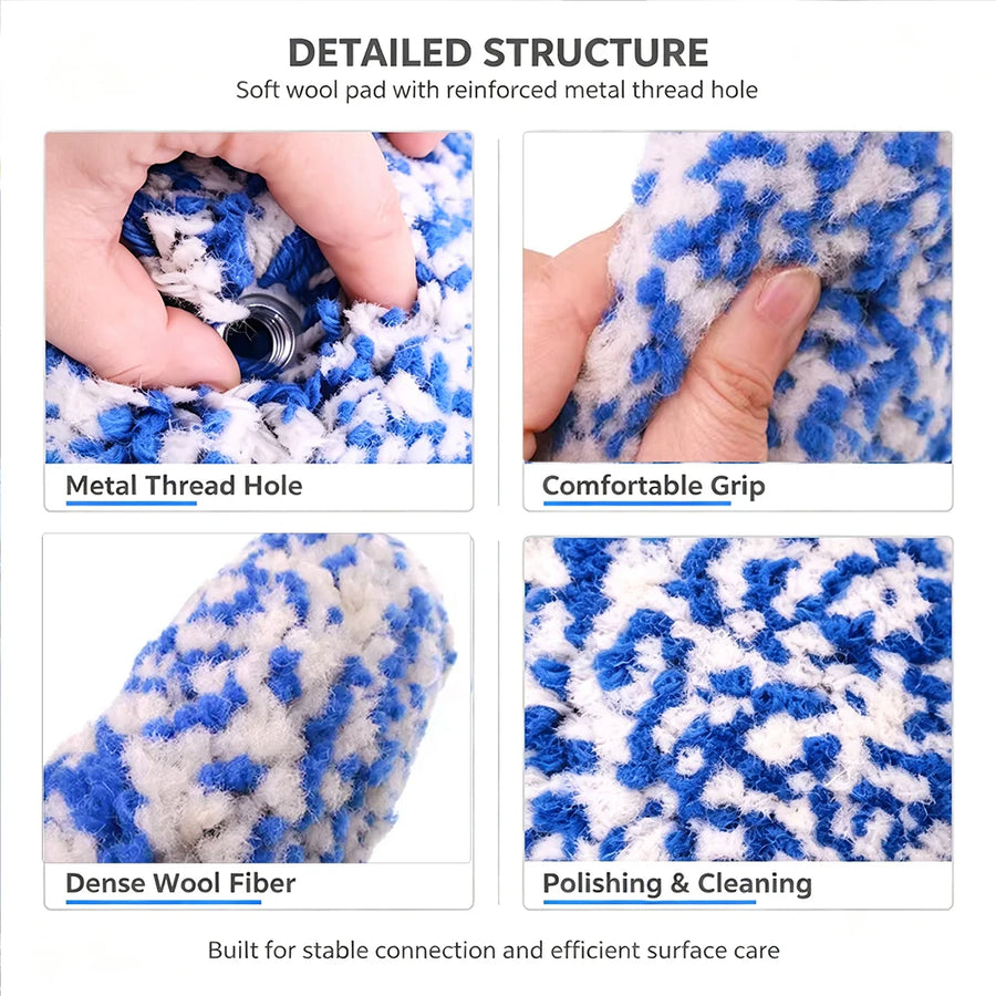 9-Inch Double-Sided Wool Polishing Pad with Threaded Center