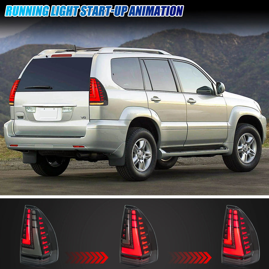Lexus GX470 Sequential LED Tail Light Pair – 2003–2009 Gray