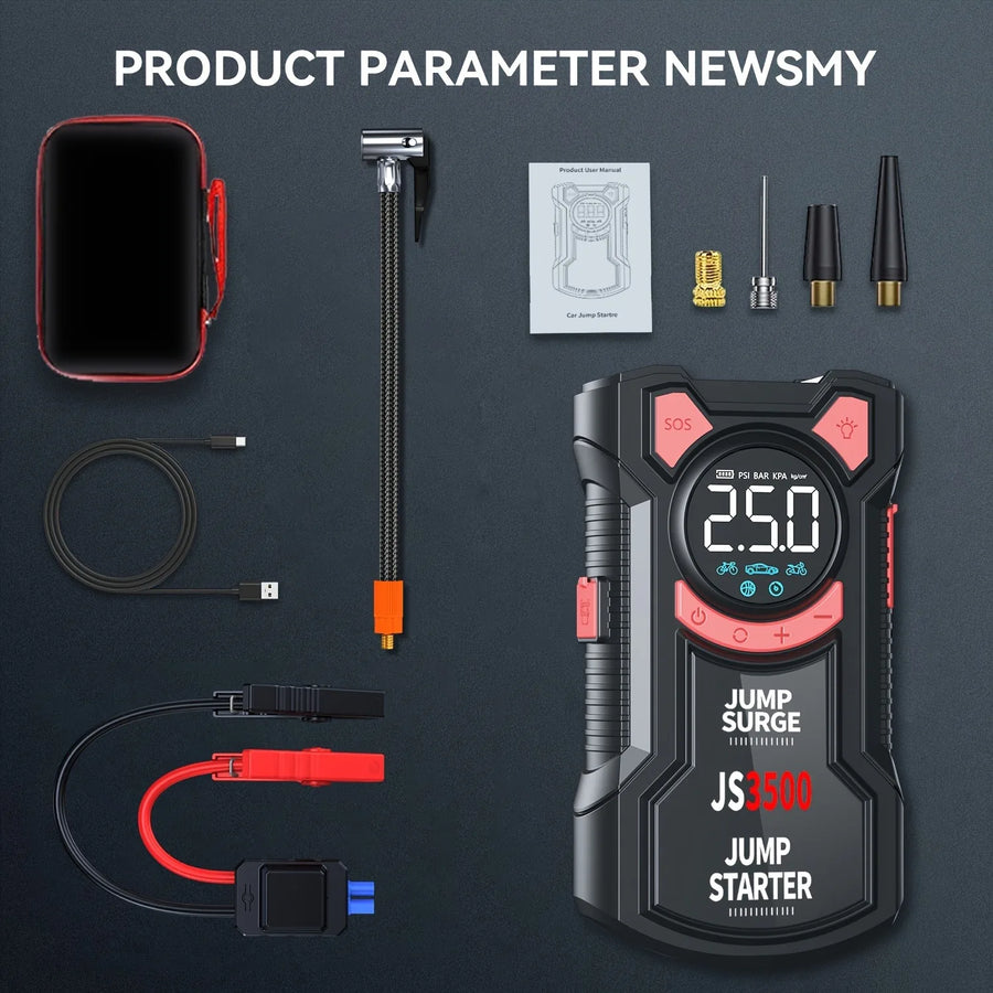 3000A 5-in-1 Car Jump Starter with 150 PSI Tire Inflator