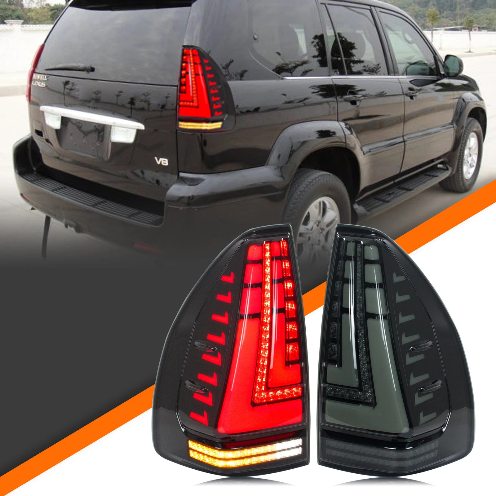 Lexus GX470 Sequential LED Tail Light Pair – 2003–2009 Gray
