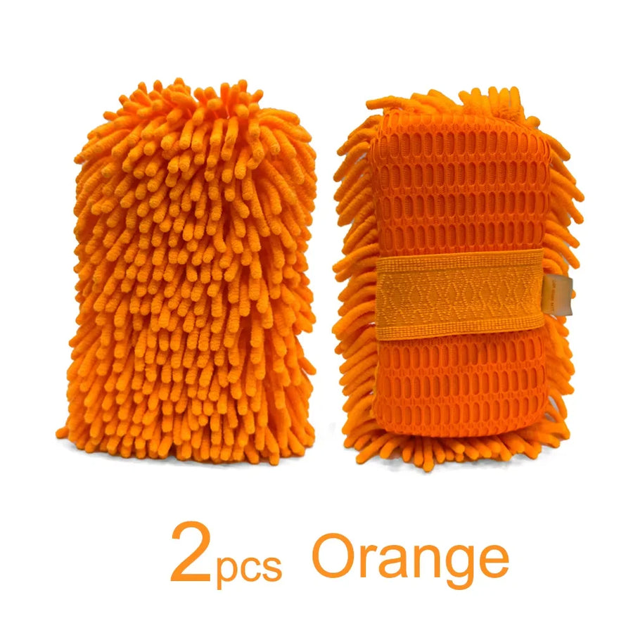 Chenille & Mesh Car Wash Mitts, 2-Pack