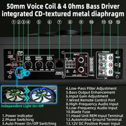 10-Inch 1600W Powered Under-Seat Car Subwoofer with Bass Remote
