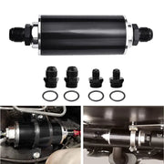 High Flow Inline Fuel Filter 100 Micron Cleanable 6AN 8AN 10AN Adapter Universal