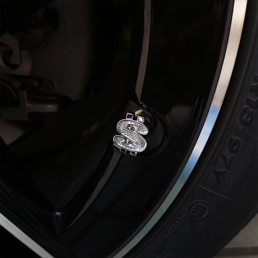 4-Piece Dollar-Symbol Tire Valve Cap Set
