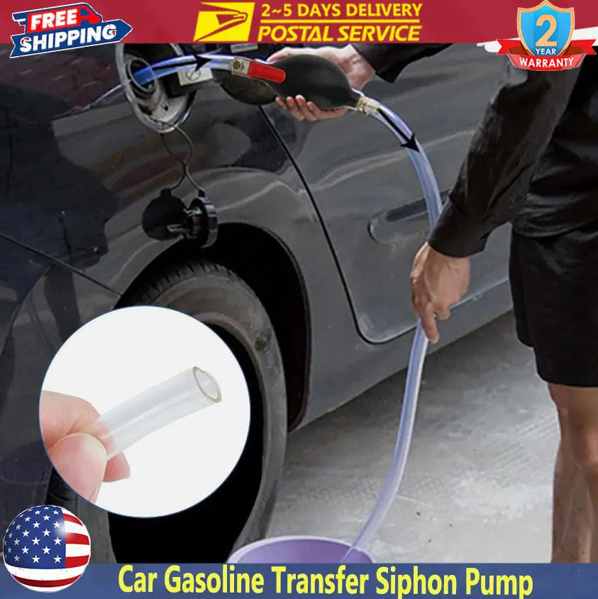 Manual Fluid Transfer Siphon Pump Set with Hose & Clamps