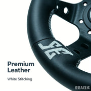 320 mm Black Leather Deep-Dish Racing Steering Wheel