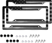 2-Piece American Flag Aluminum License Plate Frame Set