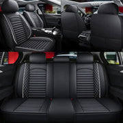 Universal 5-Seat Full-Coverage PU Leather Seat Cover Set – Black/White