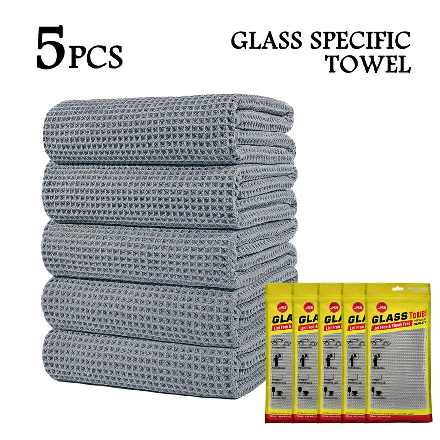 40 x 40 cm Waffle Microfiber Glass Towels - Multi-Pack