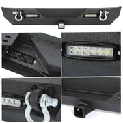 Steel Rear Bumper with Hitch & LED Lights – 1987–2006 Jeep Wrangler