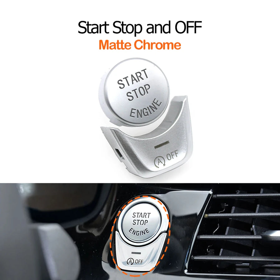 2-Piece Engine Ignition Start Stop Button OFF Switch Cover Trim for BMW 1 5 6 7 X3 X4 Series F52 G30 G31