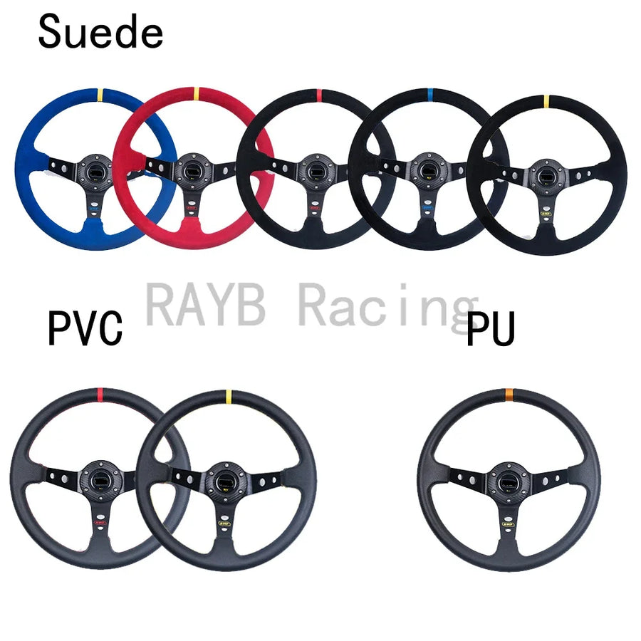Universal 350mm Deep-dish Suede Sport Steering Wheel