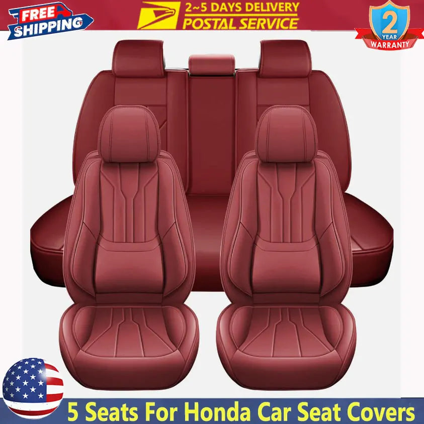 Red Universal Full 5-Seat Cover Set for Split Rear Benches