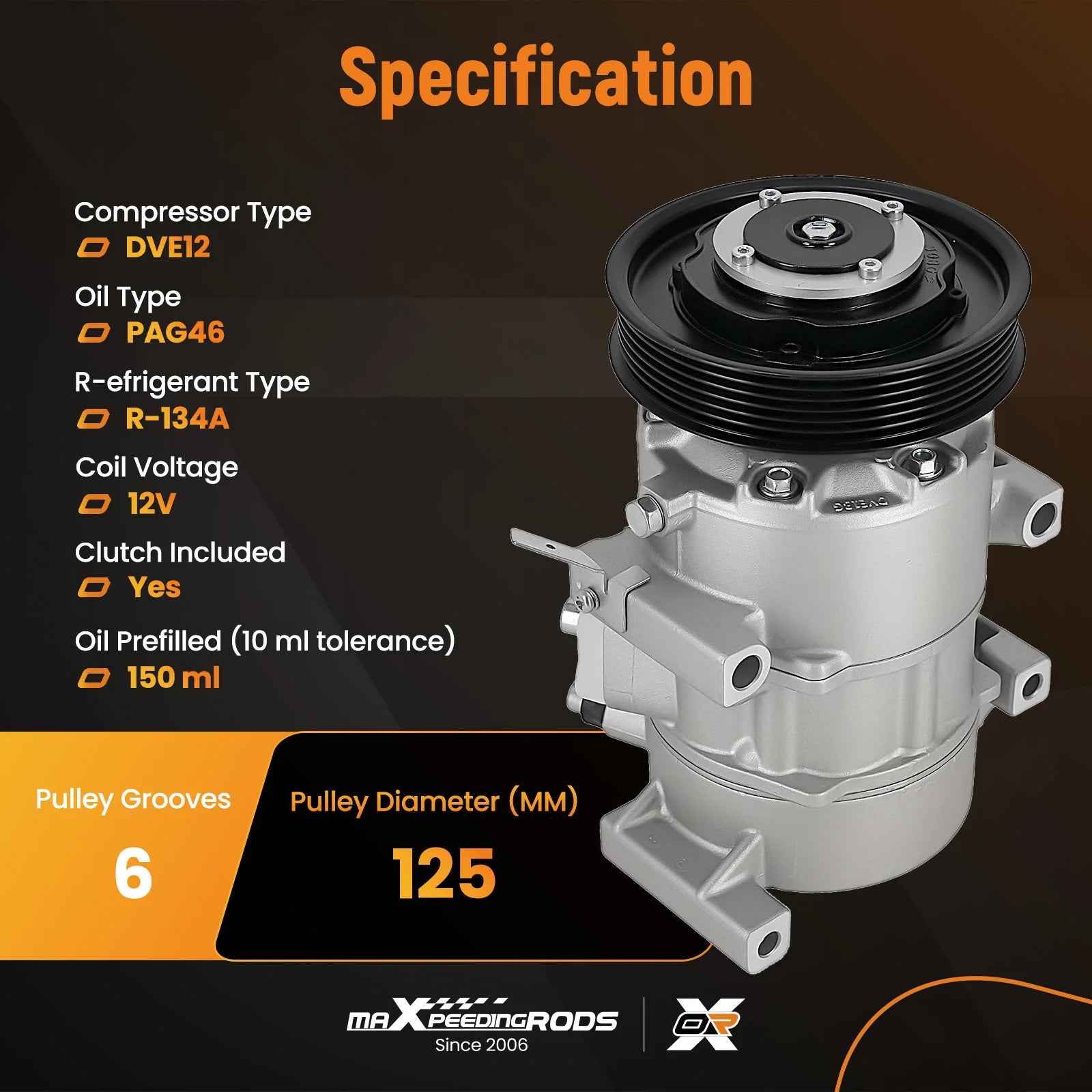 A/C Compressor & Clutch for Hyundai Accent 2012-2017