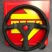 MonteCarlo V1 350mm/14'' Leather Thickened Flat Spoke Sport Volante Steering Wheel
