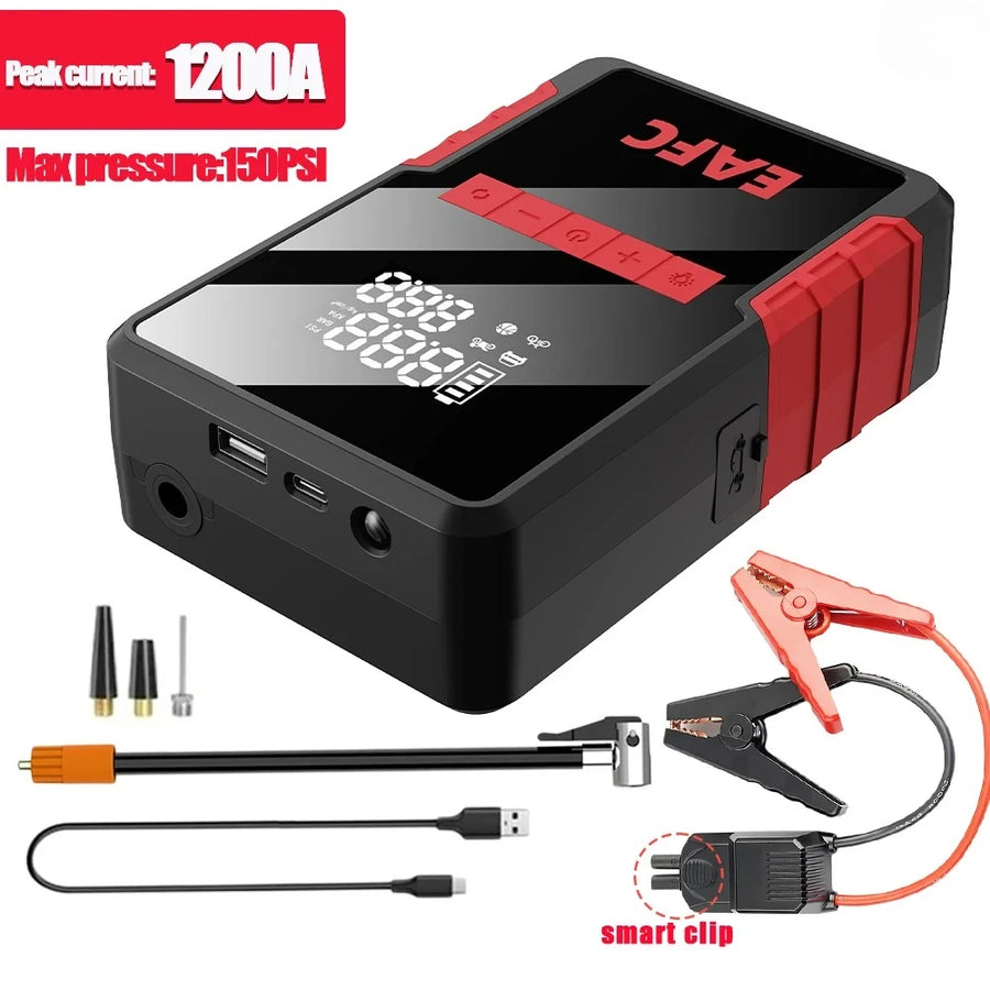 4-in-1 12V Car Jump Starter with 150 PSI Tire Inflator