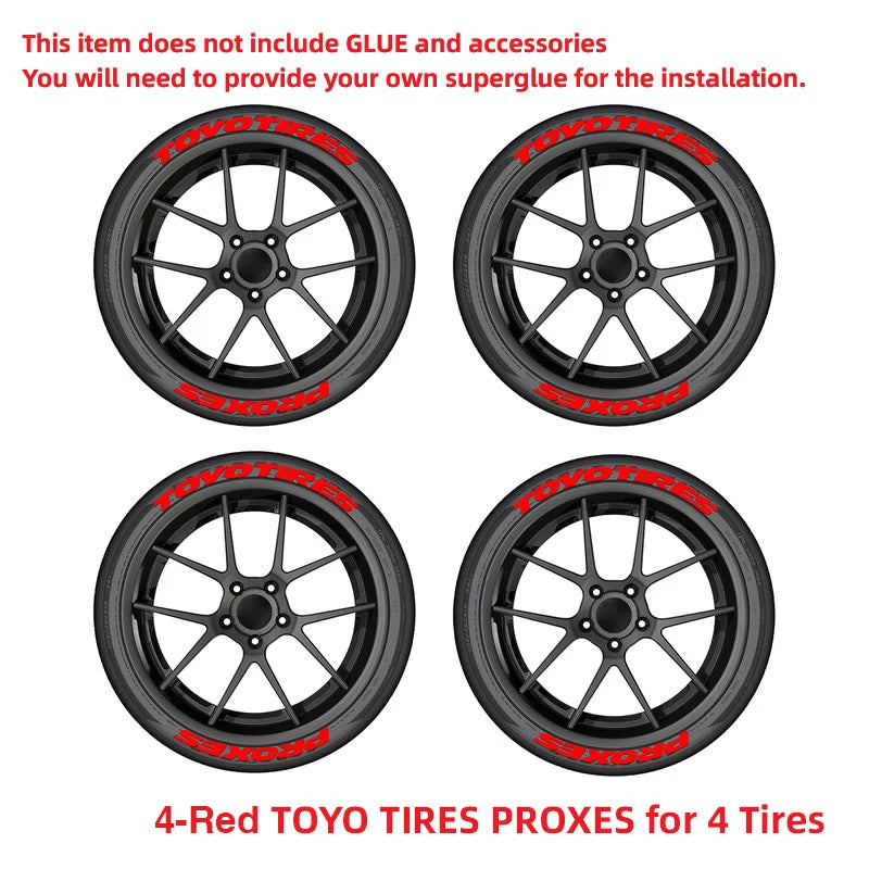 For 4 Tires Toyo 3D Tire Letter Stickers Waterproof Pvc Raised Wheel Decals Racing Car Sidewall