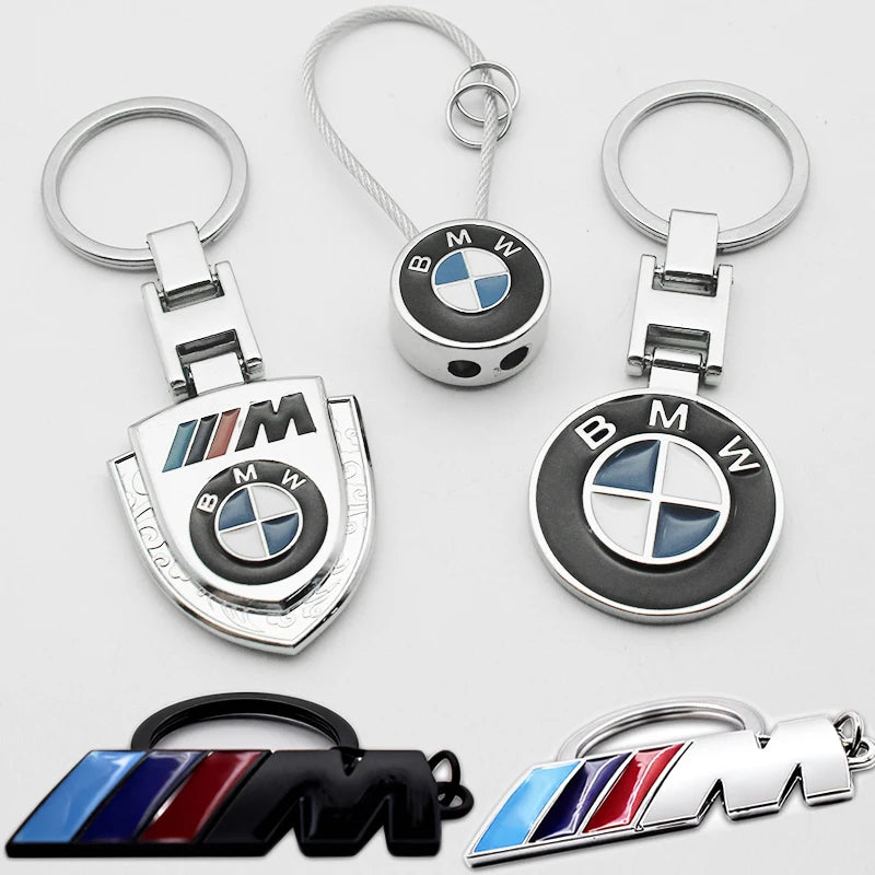 Metal and Leather Automotive Keychain – Multiple Designs