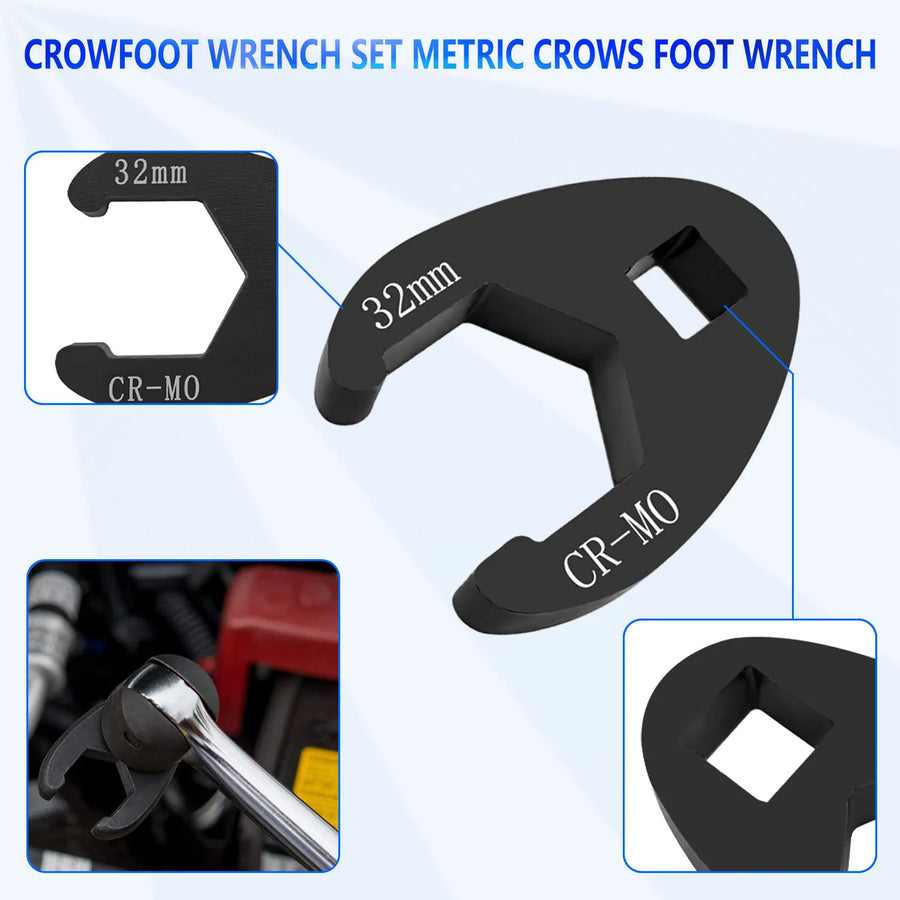 19-Piece Metric Flare Nut Wrench Set, 8-32mm