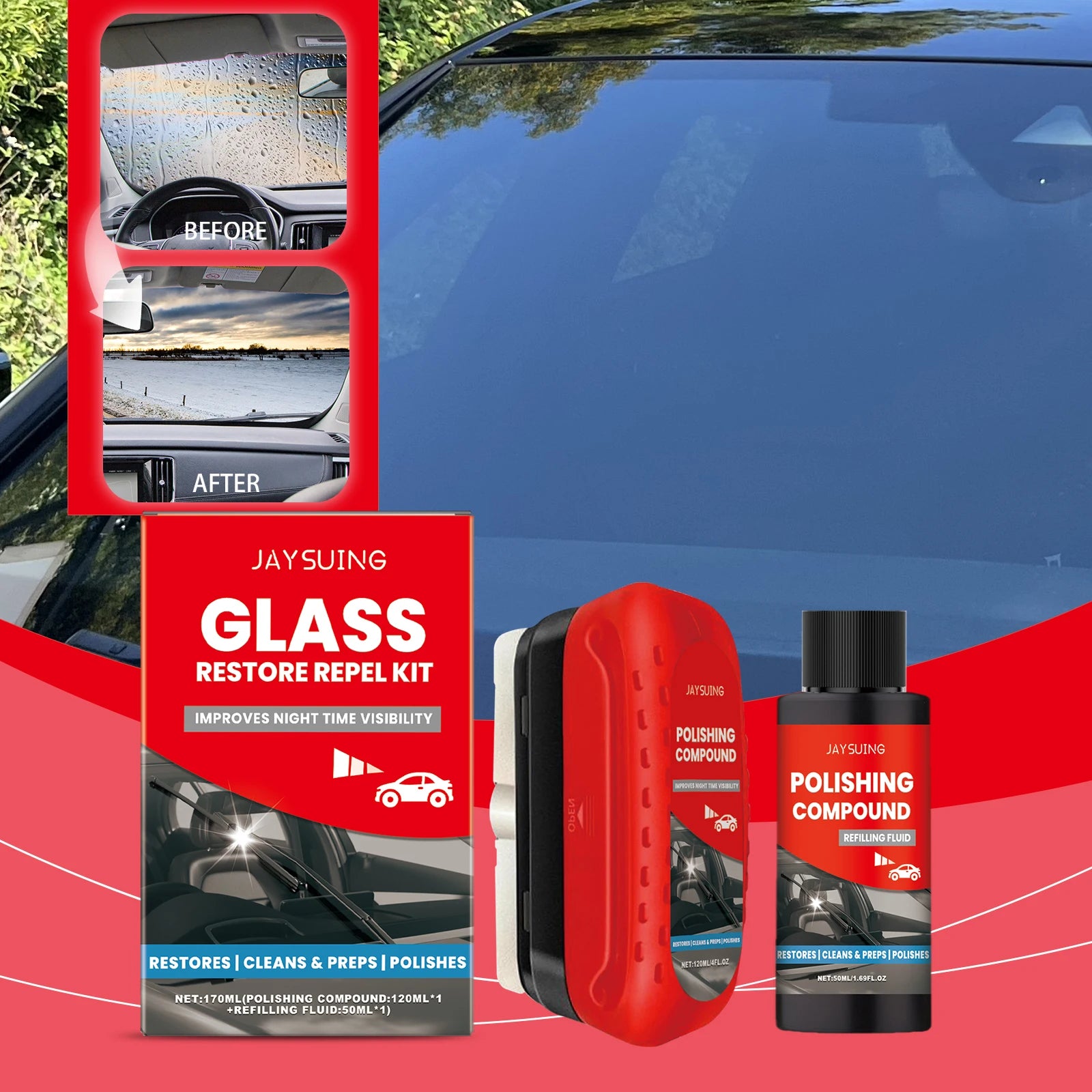 Automotive Glass Oil-film Remover Kit