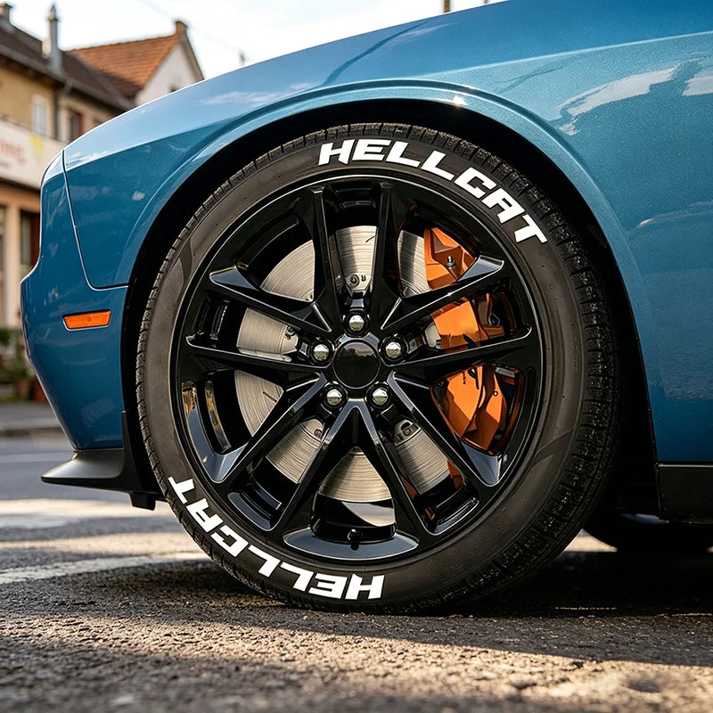 For 4 Tires Hellcat 8PCS 3D Tire Letter Stickers Waterproof Pvc Wheel Decals Car