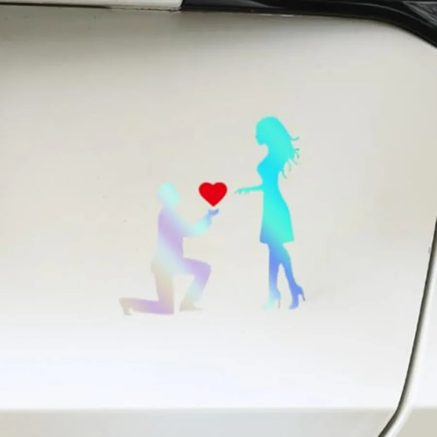 Marriage Proposal Couple Vinyl Car Decal – 5.43 x 5.63 in