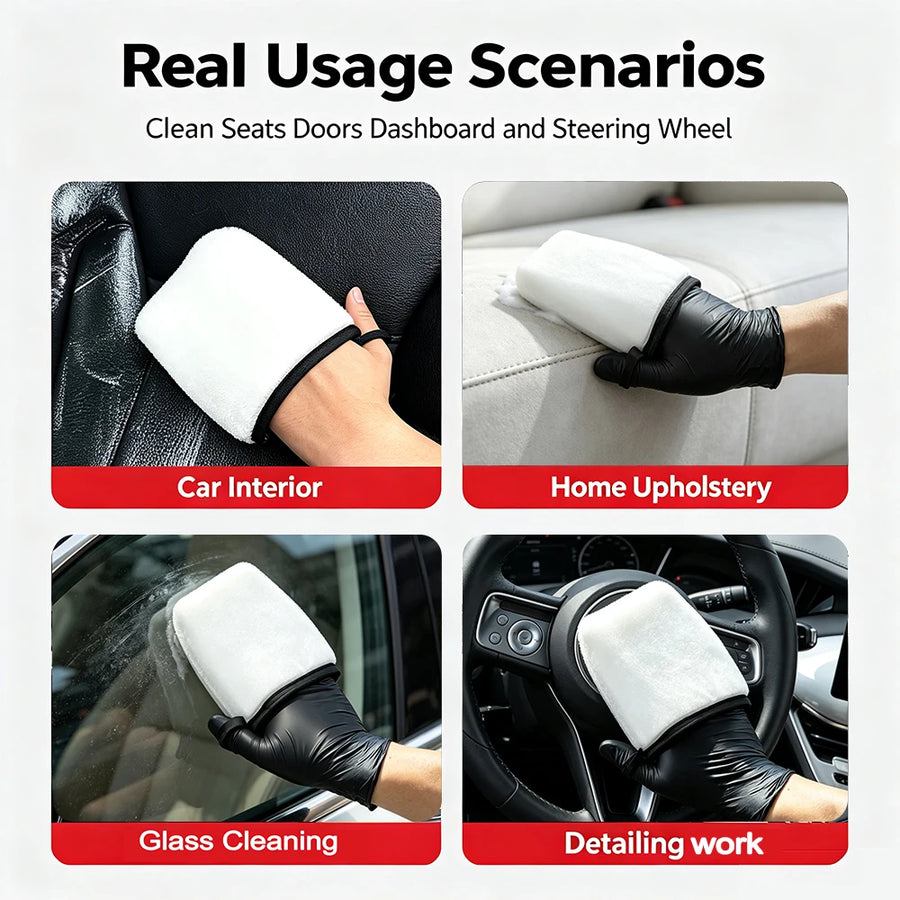 Double-Sided Microfiber Car Interior Cleaning Mitts