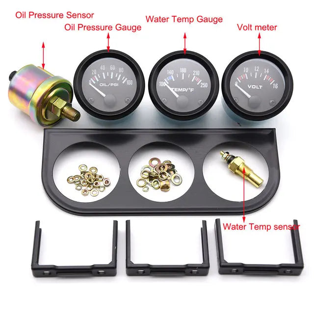 52mm Oil Pressure, Water Temperature, Oil Temperature and More Automotive Gauge
